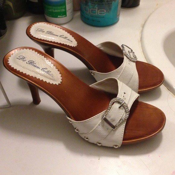 White slip on heels