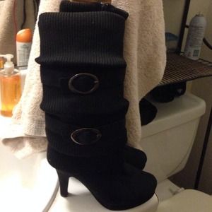 Black high heel boots