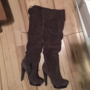 Grey suede Steve Madden over the knee boots