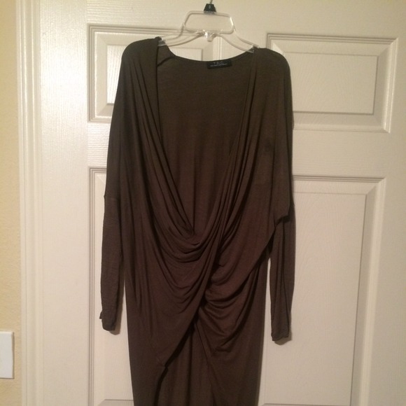 Cross draped top. Olive - Picture 1 of 2