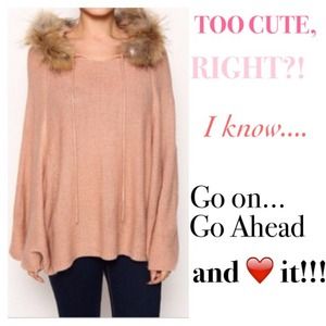 🔴SOLD OUT!!!🔴 Adorable Faux Fur Hoodie Poncho