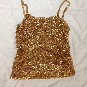 Gold sequence tang top