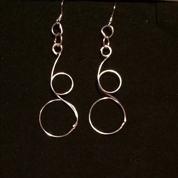 Silver wire wrapped dangle earrings