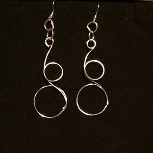 Silver wire wrapped dangle earrings