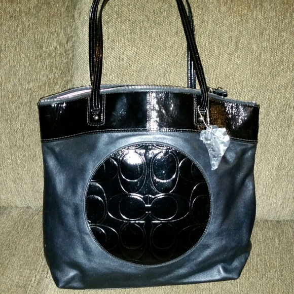 Large black coach Laura tote