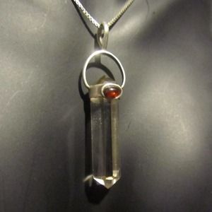 Beautiful Crystal Pendant With Garnet Accent!