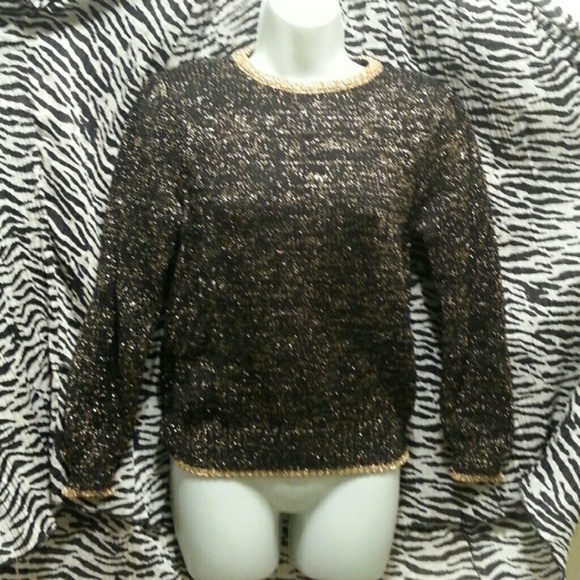 Acrylic /nylon blend long sleeve gold metallic
