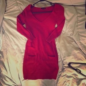 Red sweater dress