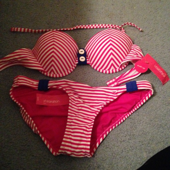 Pink striped bikini