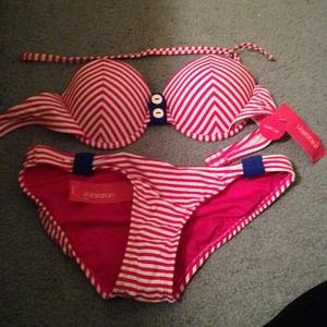 Pink striped bikini