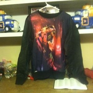 Leather Sleeve Sweater