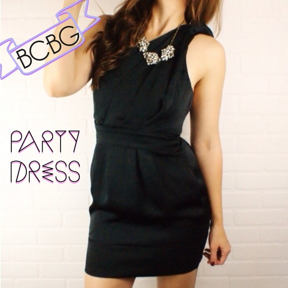 Sold--NWT BCBG One Shoulder Black GLAM Party Dress