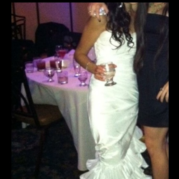 Custom made beautiful white gown with ruffles