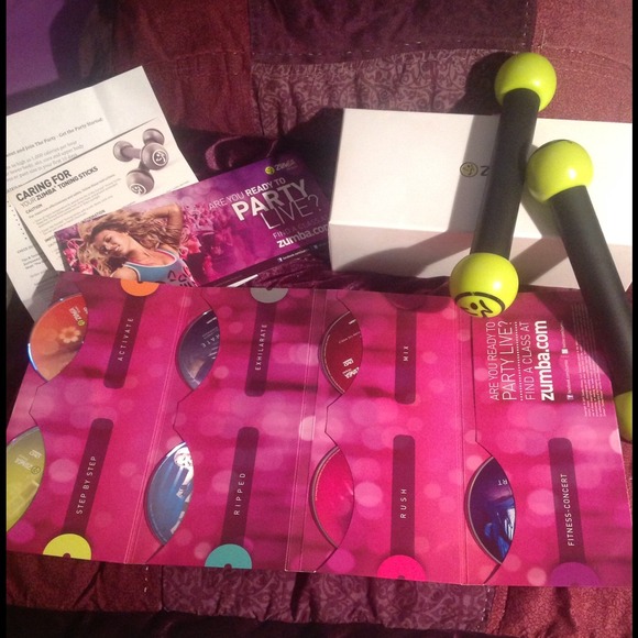 Zumba Exhilarate 7 DVD set w/hand weights SALE
