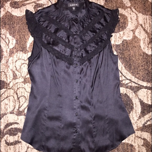 BEBE Sleeveless Black Lace Top
