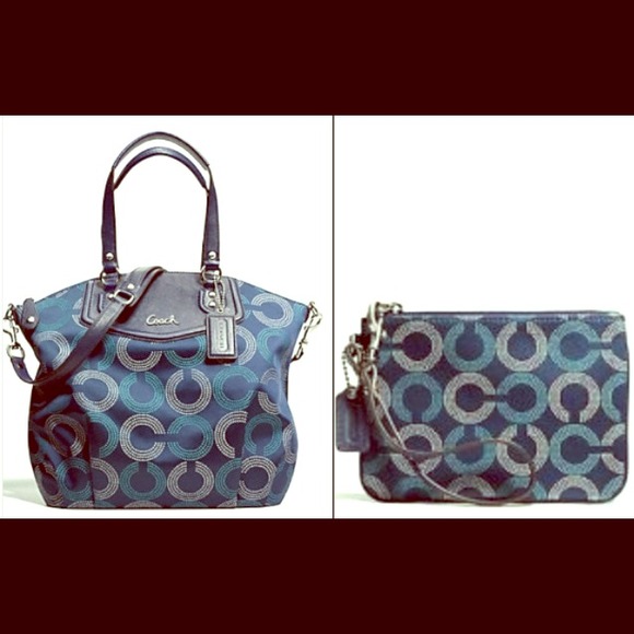 ASHLEY OP ART SATCHEL & MATCHING SMALL WRISTLET