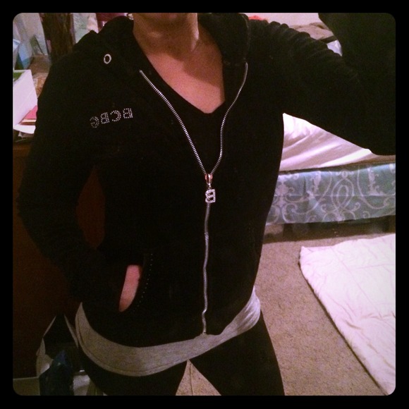 BCBG black rhinestone hoodie