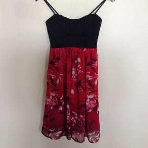 Black & cherry red floral dress
