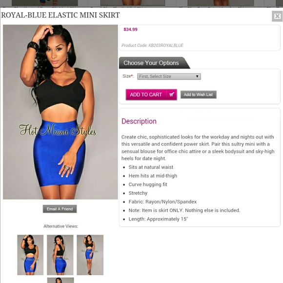 Royal Blue Elastic Mini Skirt - Price Dropping