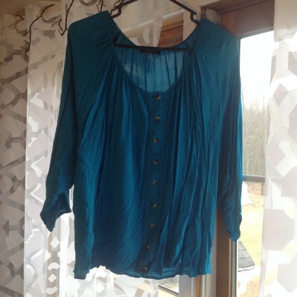 Blue blouse.