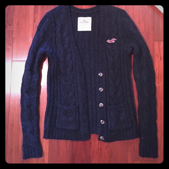 Hollister Knit Navy Cardigan Sweater