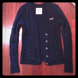 Hollister Knit Navy Cardigan Sweater