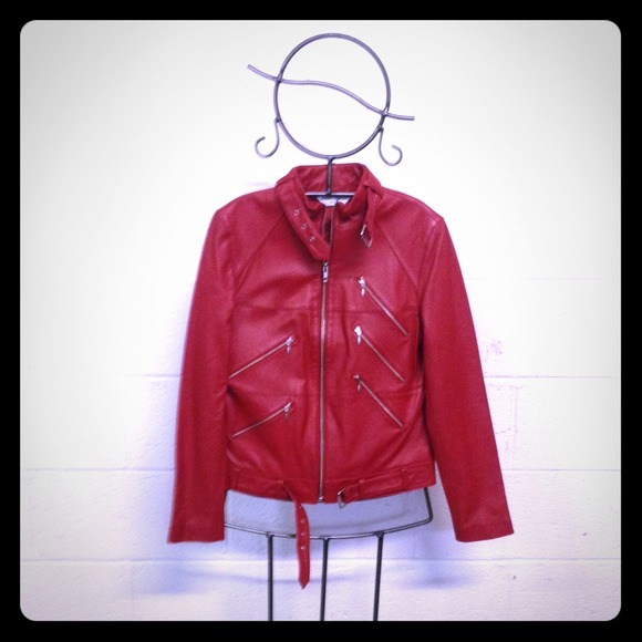 Red leather jacket