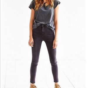 BDG washed black super high waisted jeans