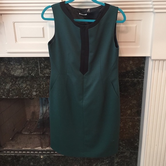 Tahari Sleeveless Green with Black Stripe Dress