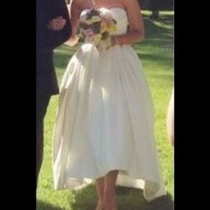 Oleg Cassini High Low Strapless Wedding Dress