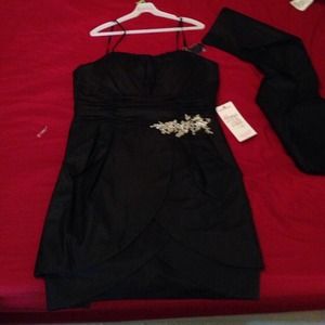 Strapless, Short black dress matte style