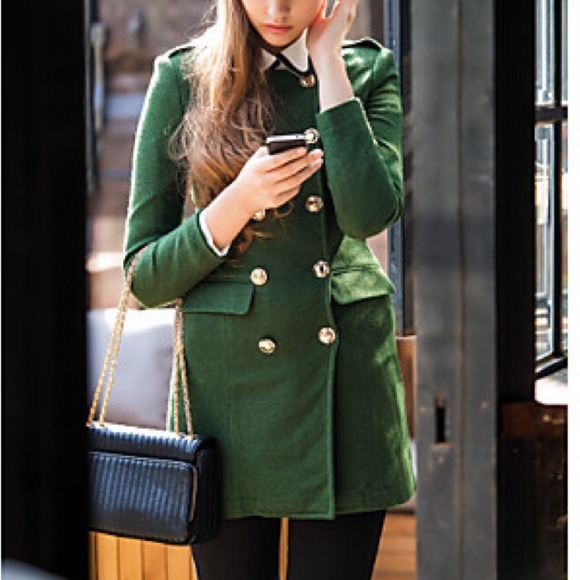 Jackets & Blazers - OLIVE Double Breasted Tweed Coat