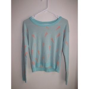 Blue and Coral Lightning Bolt Sweater