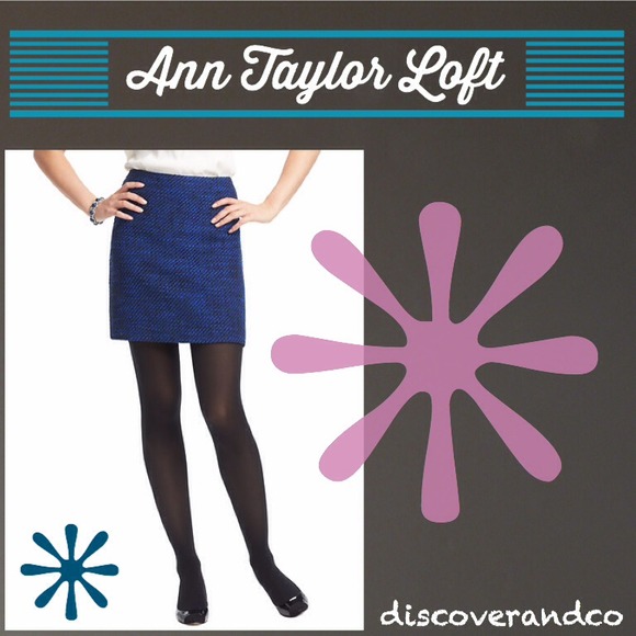 Ann Taylor Loft Blue Tweed Shift Skirt