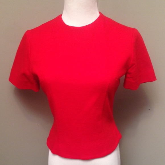 Vintage 60s Red Full Back Zip Knit Shell Shirt