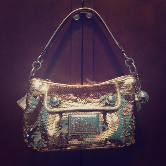 Coach purse - covered in gold sequins