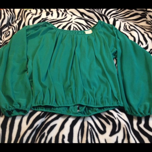 Open back green blouse