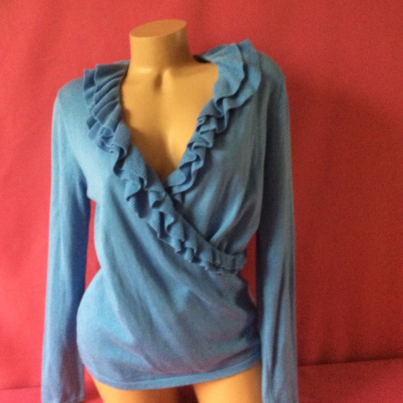 Jones Wear Long Sleeve Ruffle Sweater Sz M