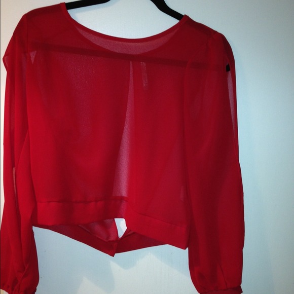 Open back red shirt