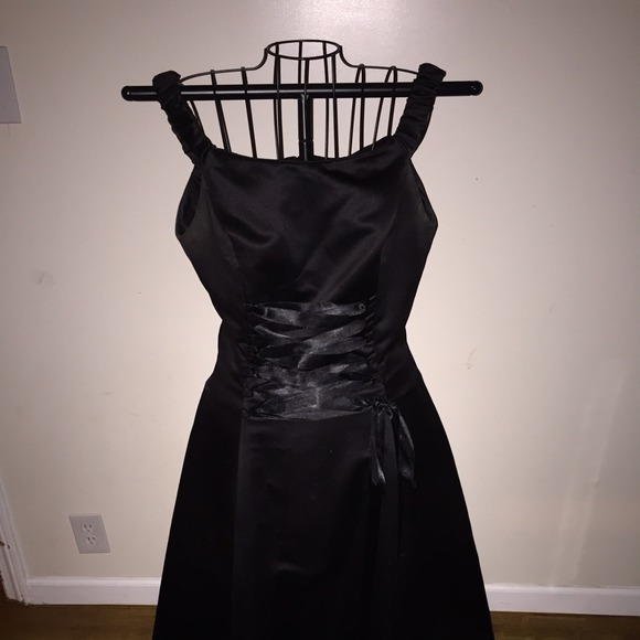 Vintage black tie front, silk chamois dress