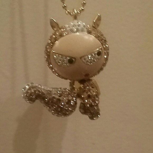 "REDUCED"Swarovski crystal Elvis squirrel necklace