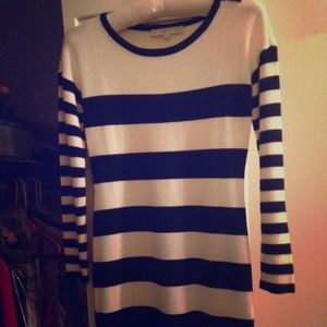 Ann Taylor Loft Navy/White Striped Sweater Dress