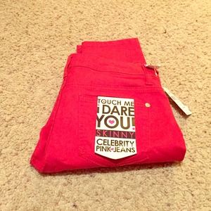 For @jamielareina Celebrity Pink Red Skinny Jeans
