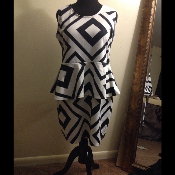 Price Reduced! White and Black Peplum dress