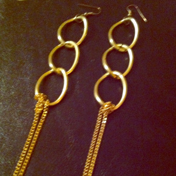 Long Link Dangle Goldtone  Earring