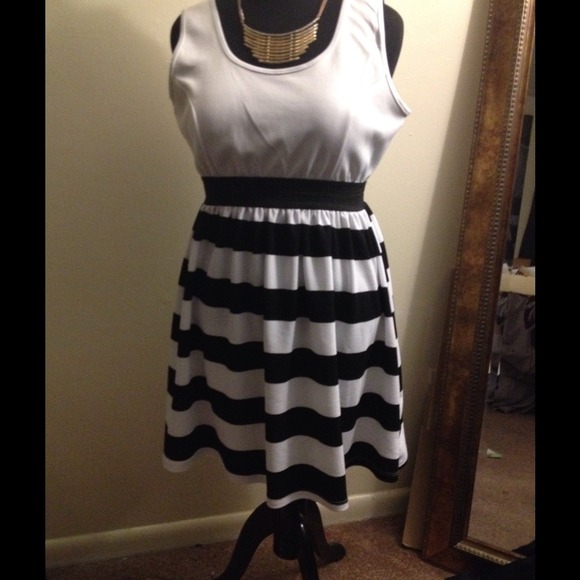 White n Black Tank Dress