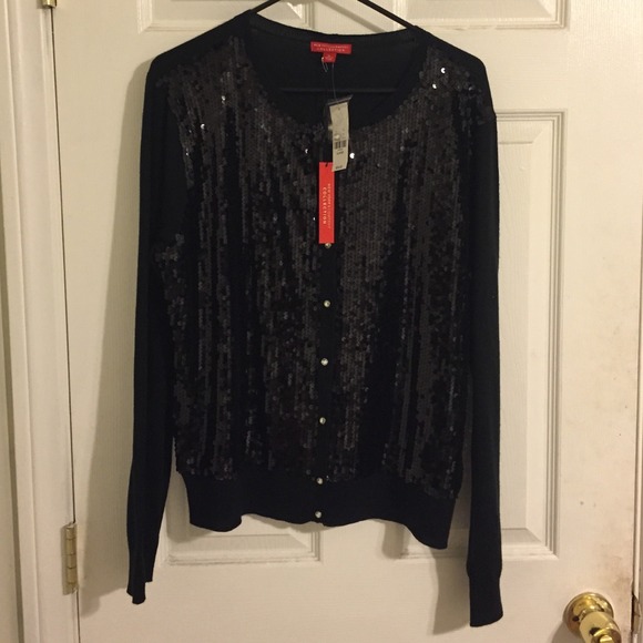New York and company black sequin cardigan