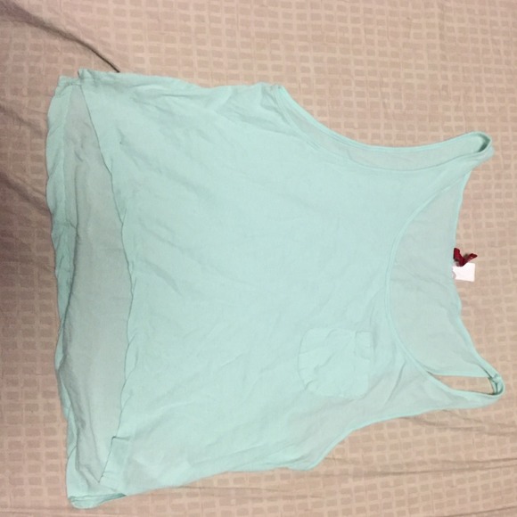 Turquoise h&m crop top with pocket detailing