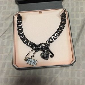 Juicy Couture pave banner heart necklace