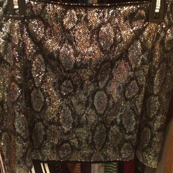 Express Snake Skin Sequin Skirt